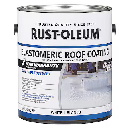 Rust-Oleum 301904 Elastomeric Roof Coating, 0.9 Gal., White, Dry Time: 6 Hr