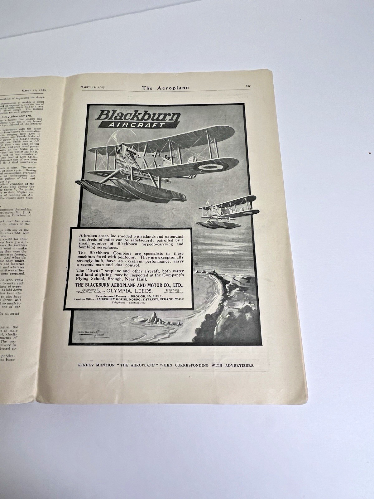 1925 British The Aero Plane Magazine Great Articles & Advertisements