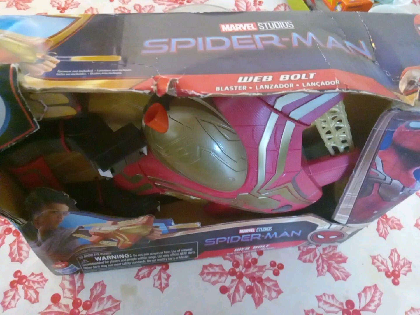 NERF Marvel Studios Spider-Man Web Bolt Blaster Soft Dart Launcher Damaged Box