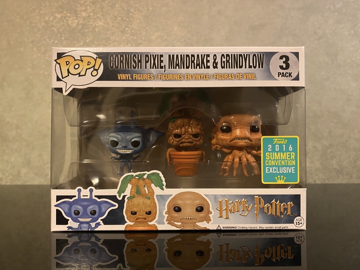 Funko Pop! CORNISHPIXIE MANDRAKE & GRINYLOW 3 PACK HARRY POTTER Exclusive