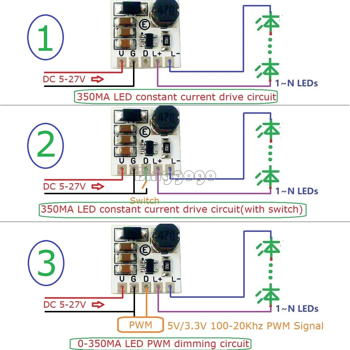 2/5/10PCS DC 5-27V Step-down LED Driver Module Adjustable PWM Controller NEW