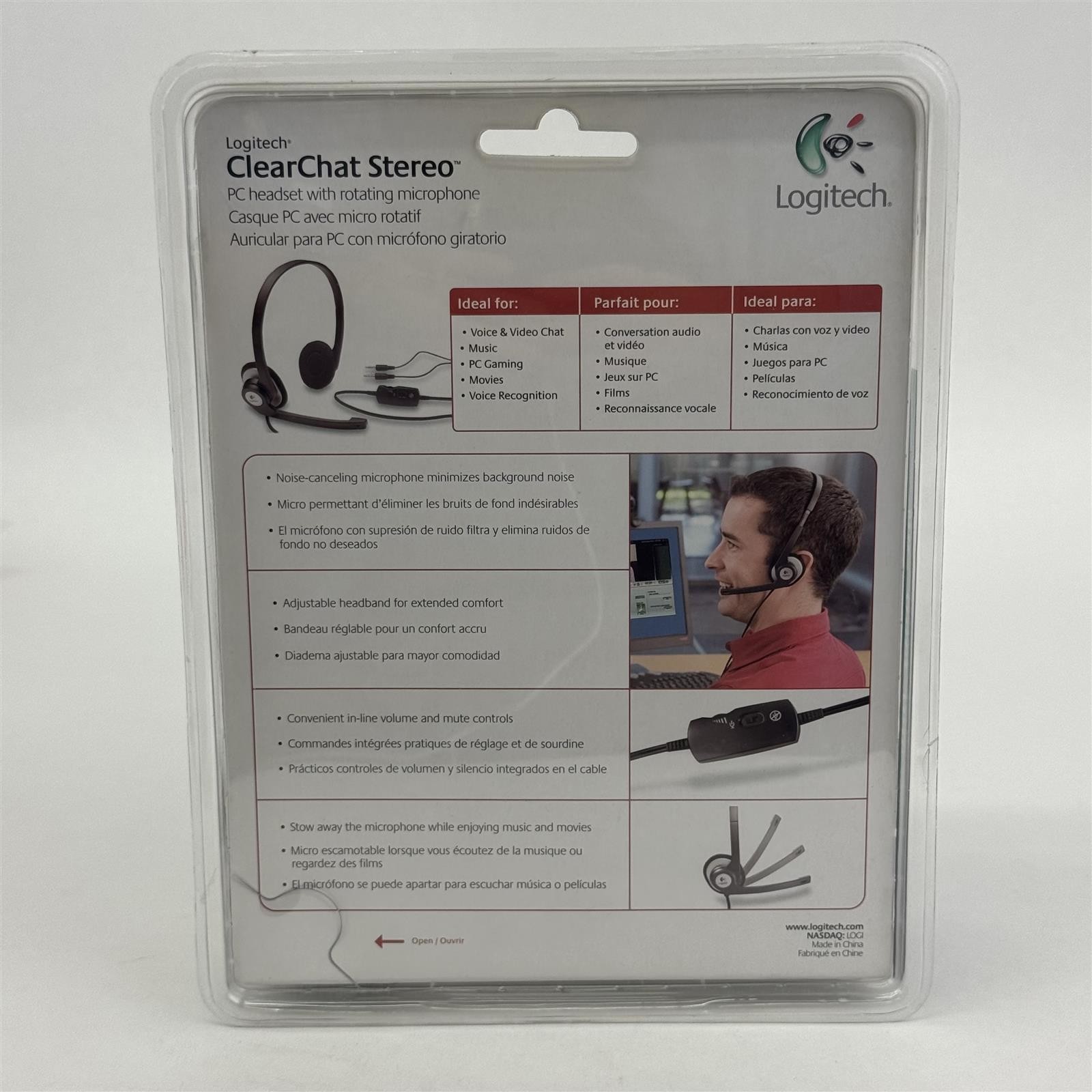 Logitech ClearChat Stereo PC Headset Rotating Microphone Windows XP Vista 2000