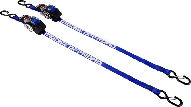 Moose Retractable Ratcheting Tie-Downs 10'L x 1"W Blue