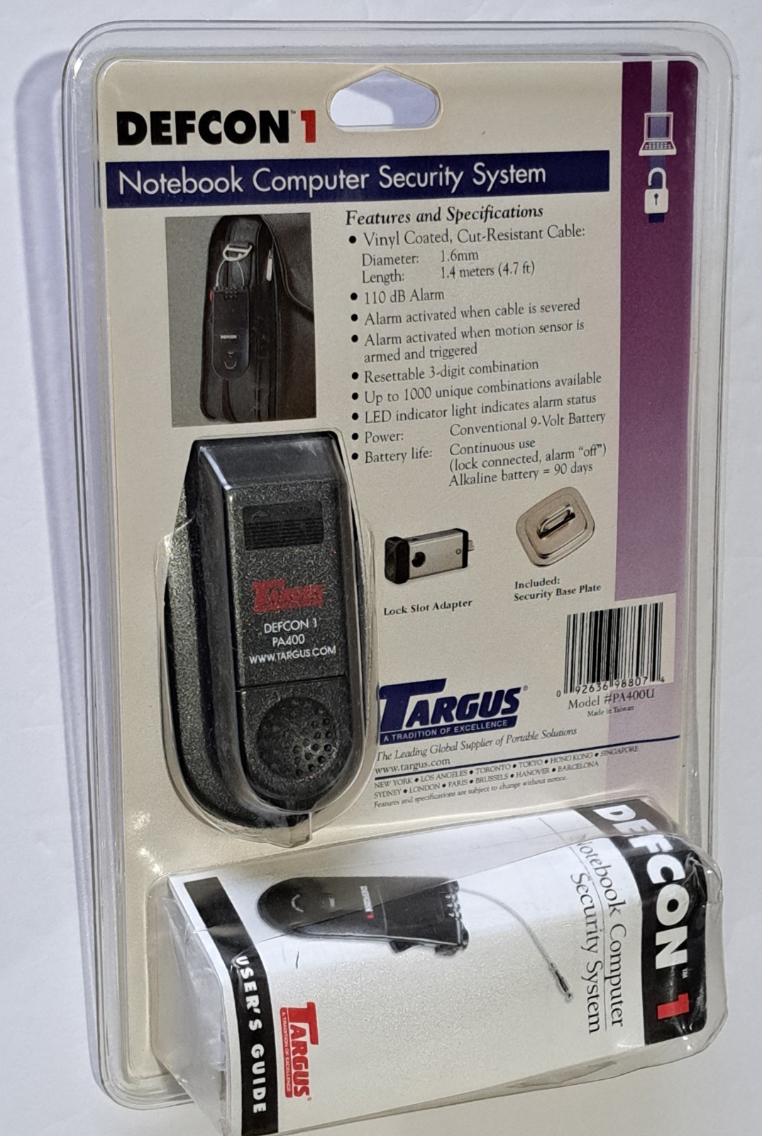 Targus DEFCON 1 Notebook Computer Security System - Secure Lock