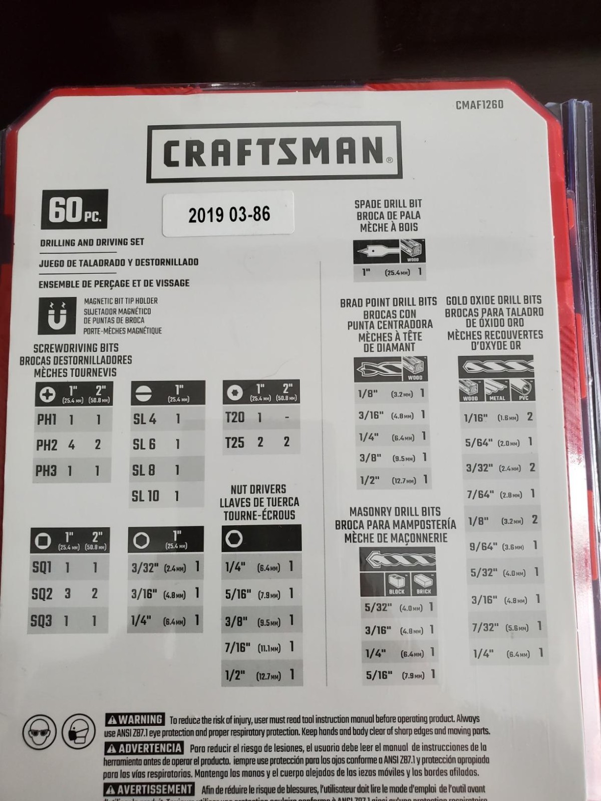 CRAFTSMAN Drill Bit Set 60 Pieces Impact Driver and Screwdriver Bit Set