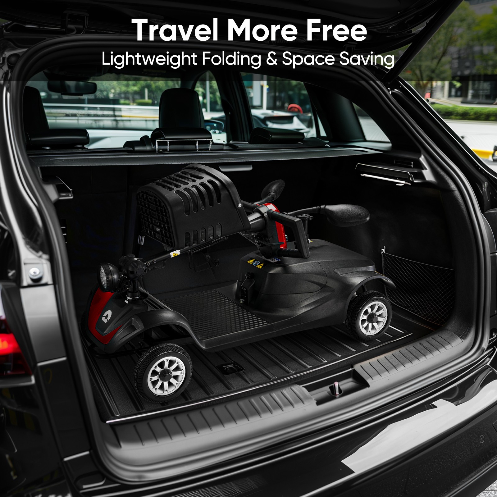 Upgraded 4 Wheels Mobility Scooter Long Range All Terrain Headlights Two Baskets