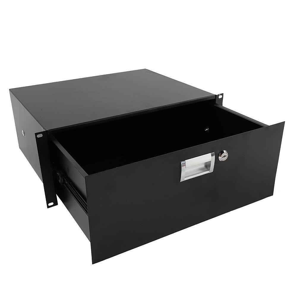 19" 4U Steel Plate Locking Drawer Pro Audio DJ Server Rack Lock Storage Cabinet
