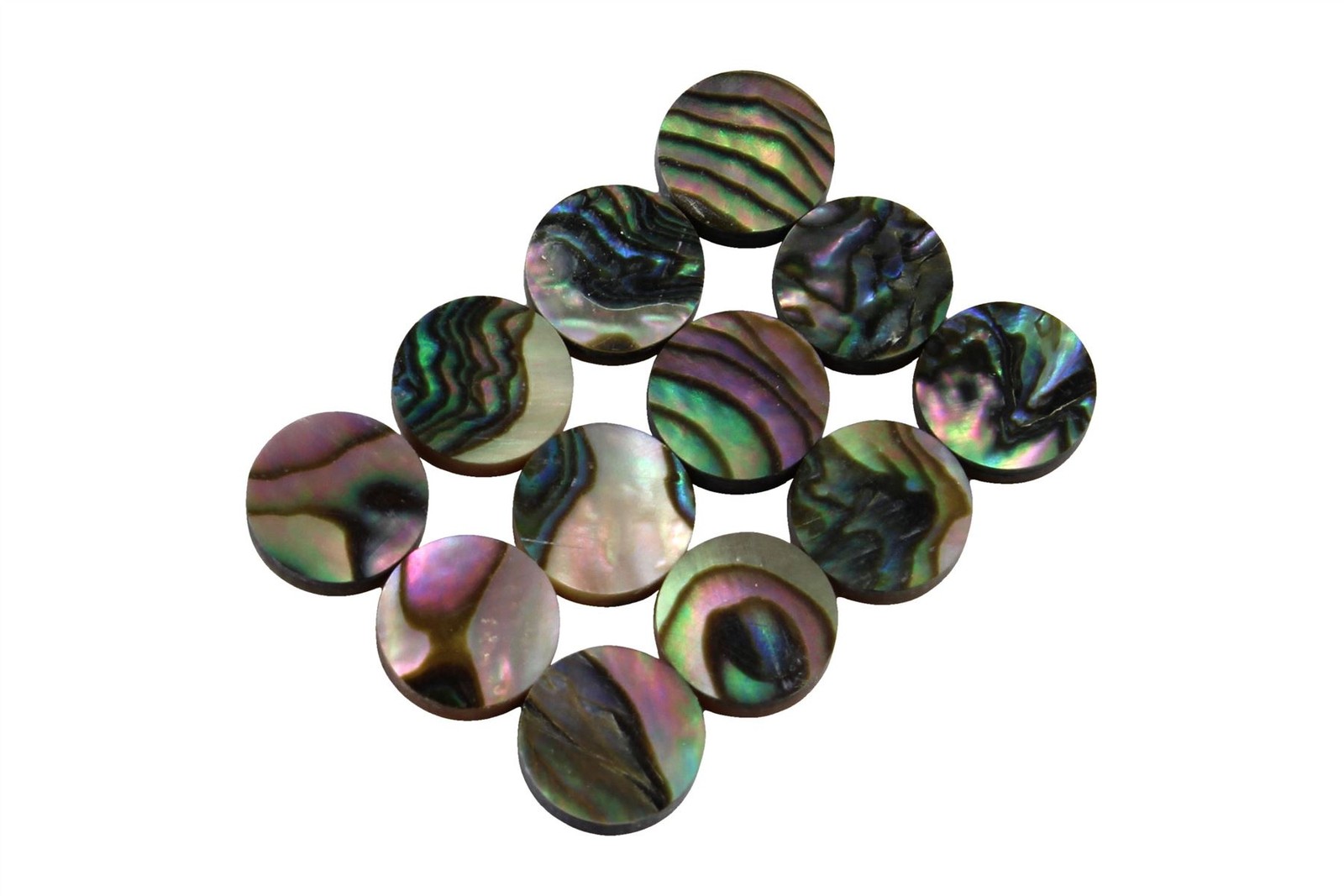 Guitar Fingerboard Dot Position Markers - 1/4" - Green Abalone 12 pack