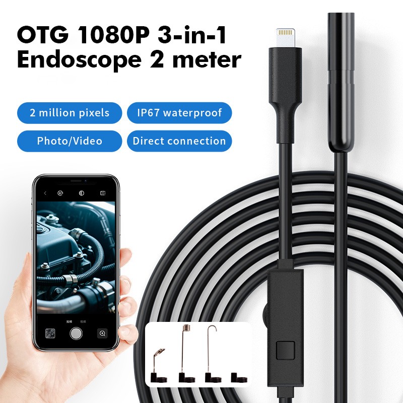 2M 8LED Waterproof Endoscope Borescope Inspection Camera For iPhone Android iOS