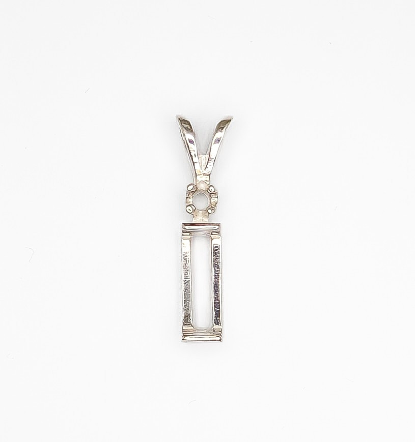 Shallow Baguette with Accent Sterling Silver Pendant Setting