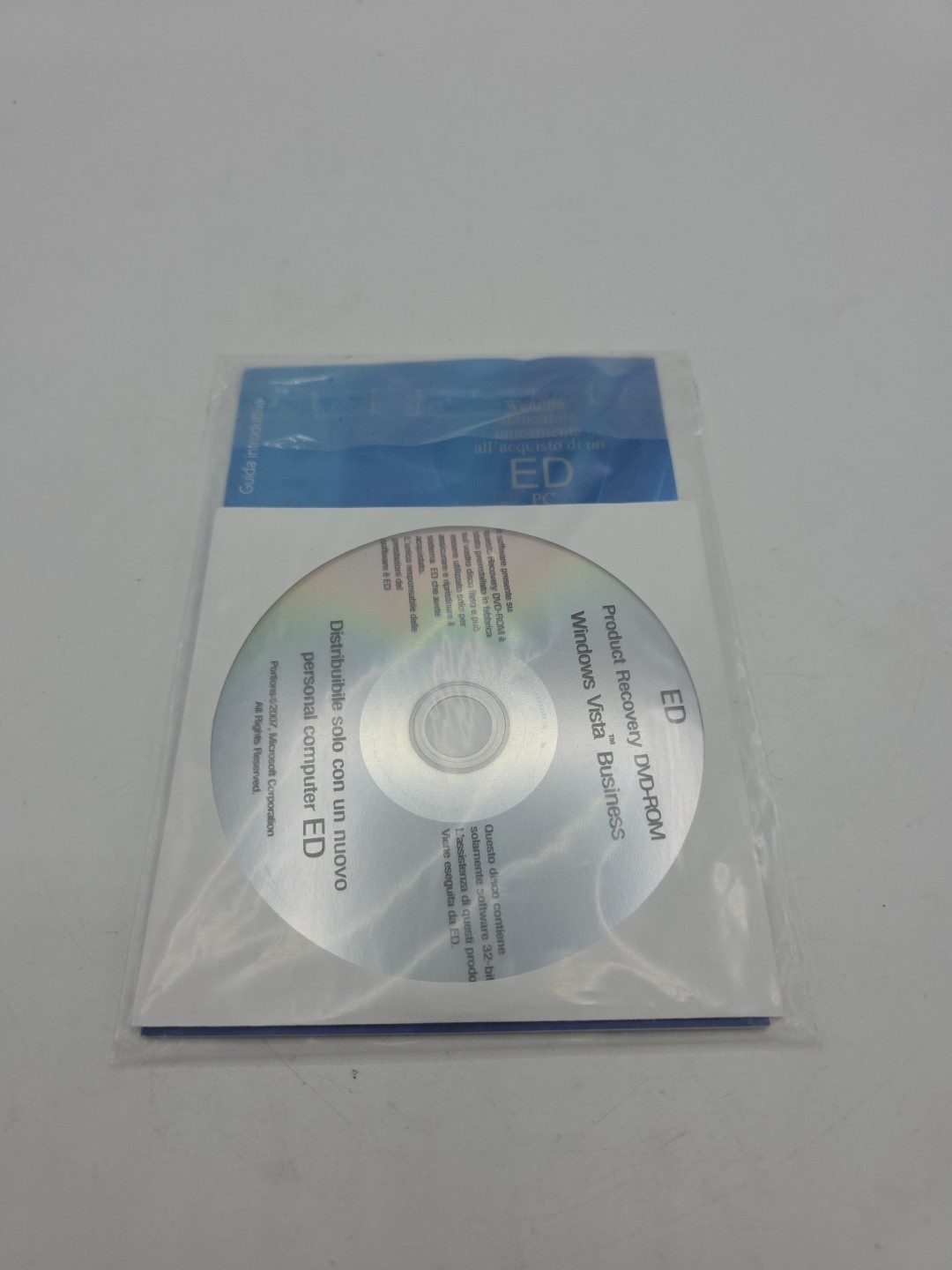 ED PRODUCT RECOVERY DVD-ROM WINDOWS VISTA BUSINESS + KEY LICENSE