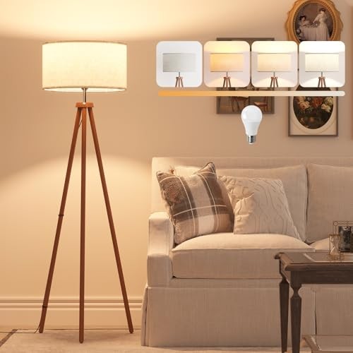 Wood Tripod Floor Lamps for Living Room, Bedroom, and Brown floor lamps