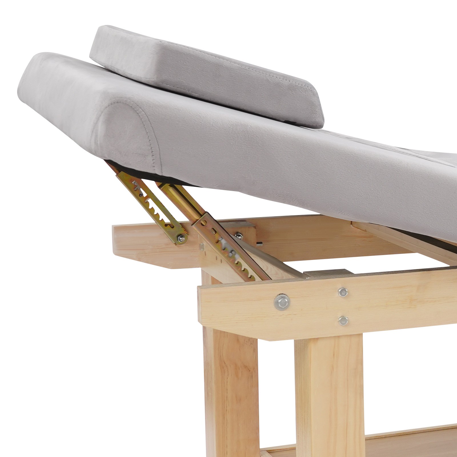 6 Legs Wide Solid Wood Spa Massage Bed, Adj Backrest Physical Treatment Bed