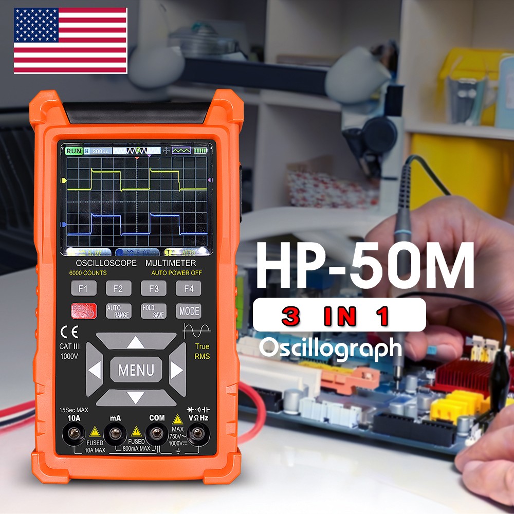 3 in 1 Handheld Oscilloscope Multimeter Digital Signal Generator 2 Channel 50MHZ