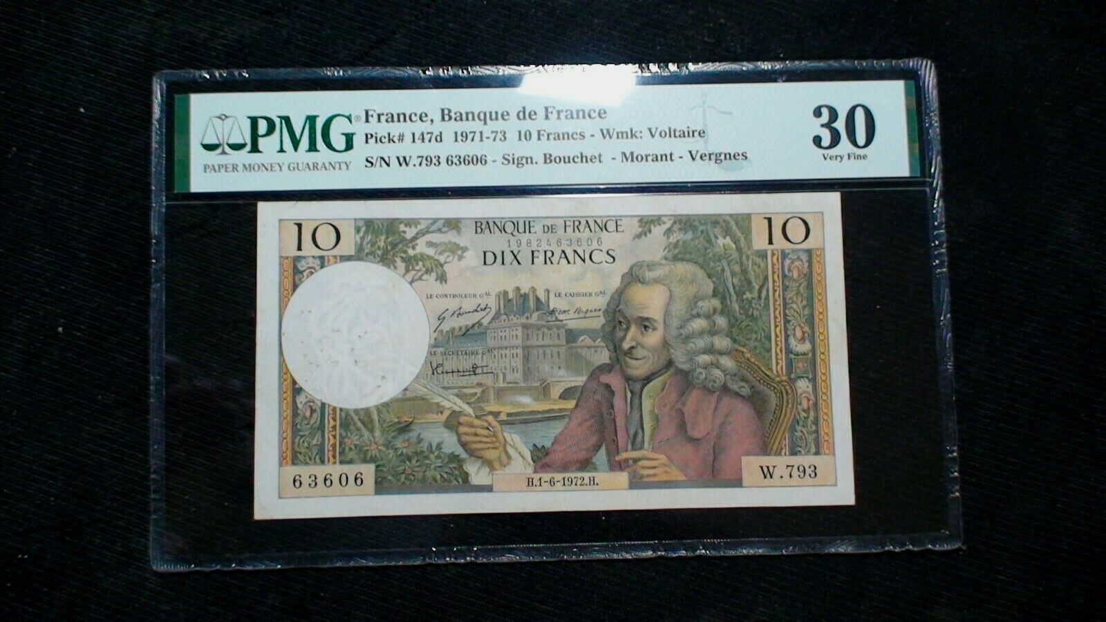 1971-73 FRANCE TEN FRANCS PMG VF30 BANK DE FRANCE 10FR Bill BUY IT NOW!