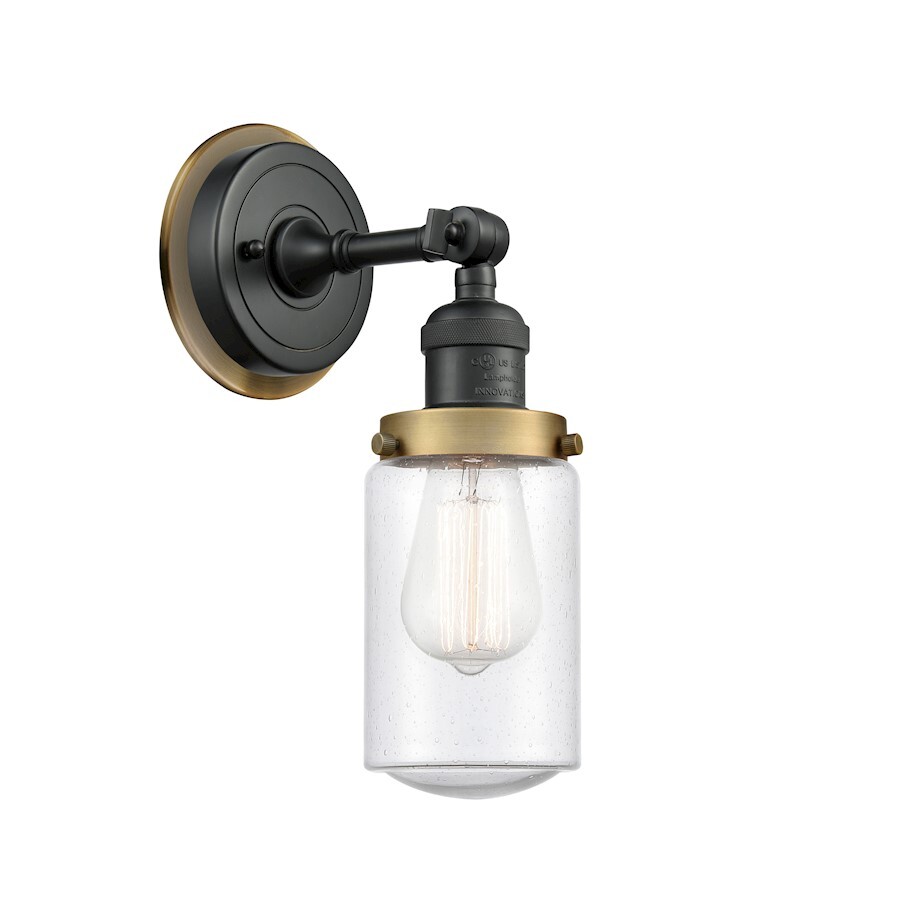 Innovations FR Dover HRBB 1 Light Sconce, BK/Seed - 203BK-BPBB-HRBB-G314