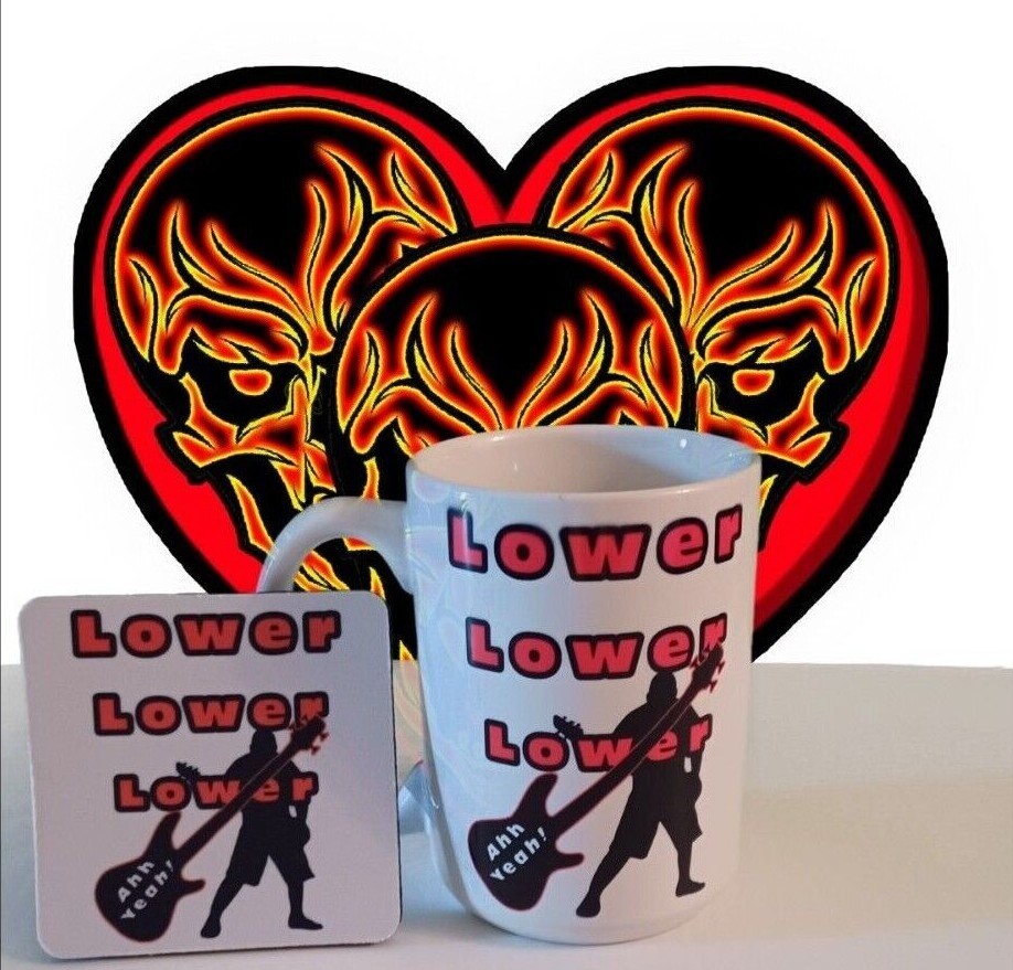 Bassist Coffee Mugs and Coasters Lower,Lower,Lower and Thunder Down Under