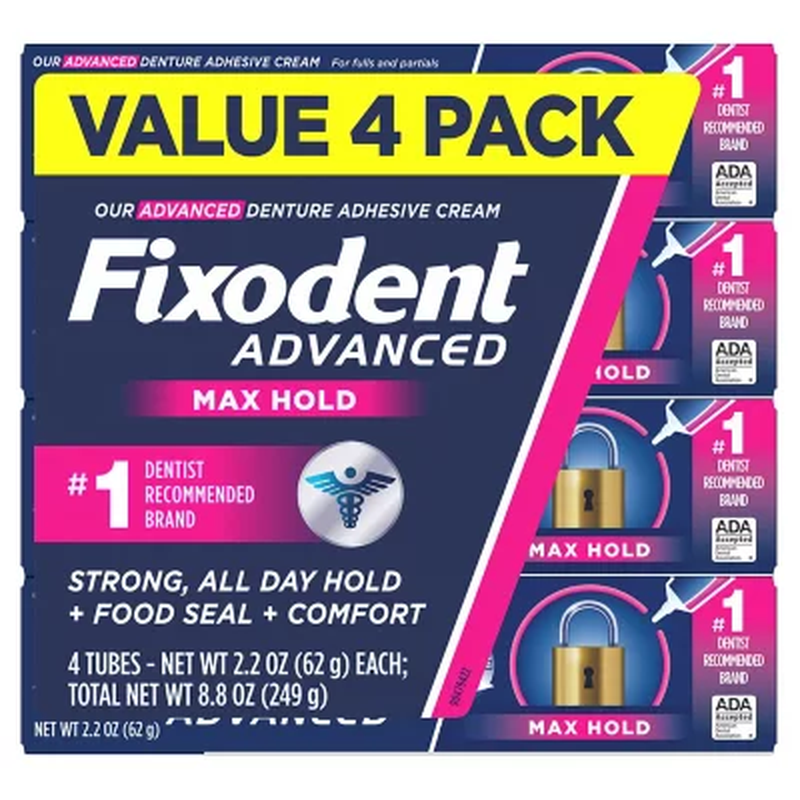 Fixodent Advanced Denture Adhesive - Max Hold, 2.2 oz. - 4 Pack