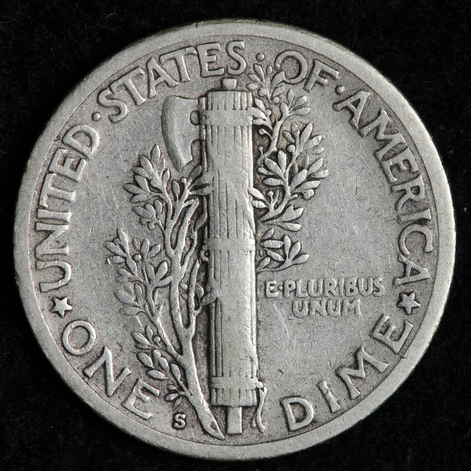 1927-S Mercury Silver Dime VF E246 UWB