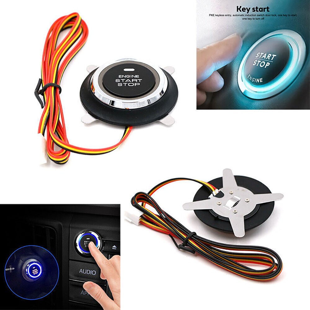 Car Smart Keyless Entry Engine Start Stop Alarm System Push Button Remote Auto
