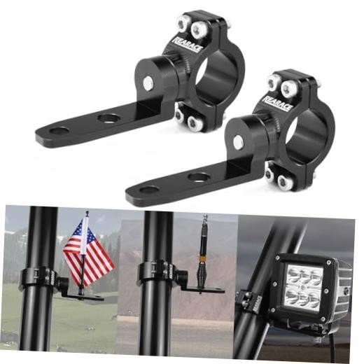2PCS Whip Light Mount - 360° Rotating Adjustable UTV Flag - Aluminium