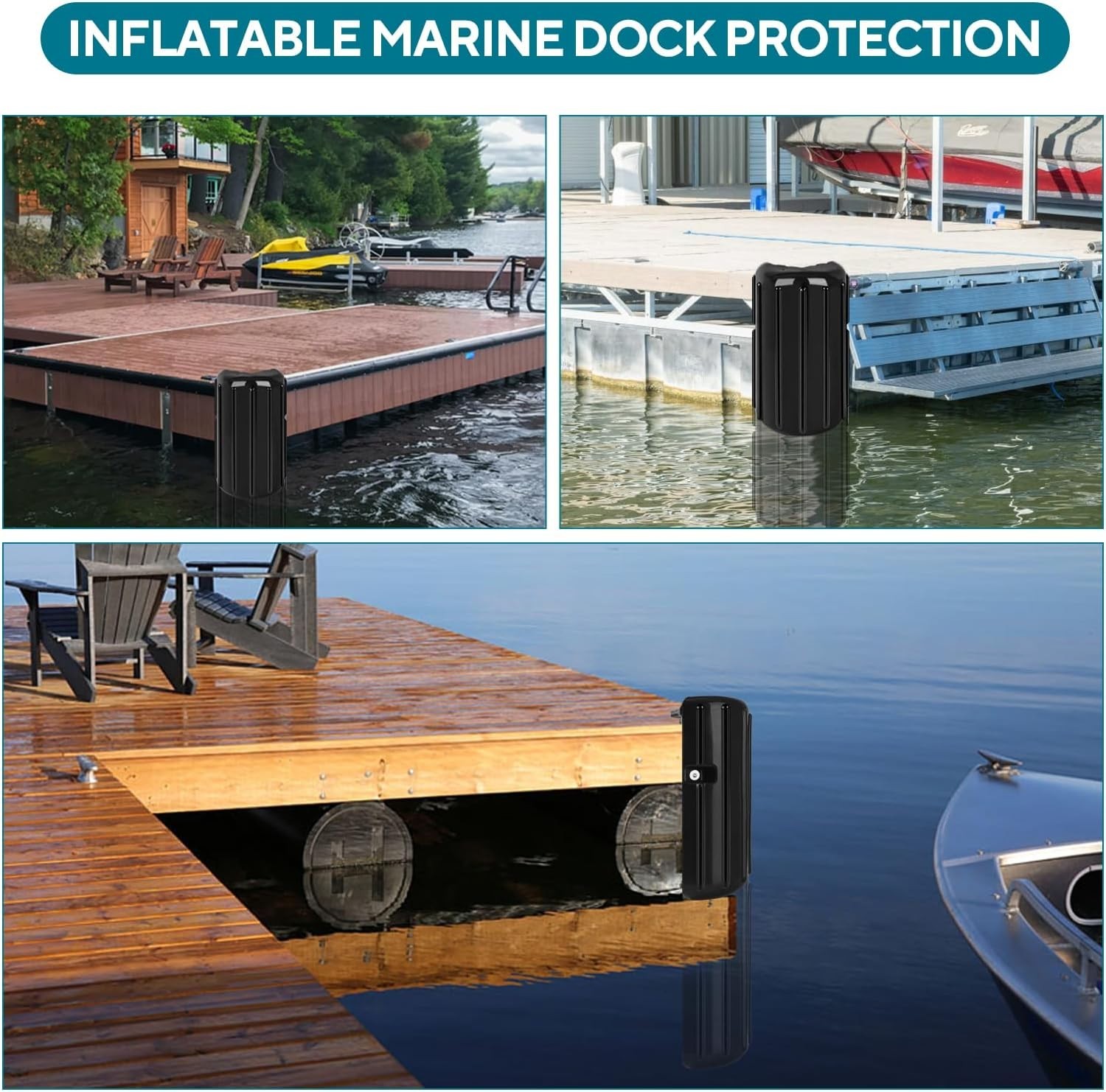 Premium Corner Dock Bumper, Marine-Grade Inflatable Dock Fender Protector
