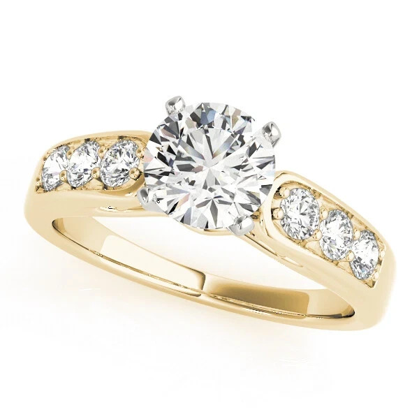 Round Cut 1.60 Ct VVS1 Diamond Lab-Created Engagement Ring 14K Yellow Gold FN