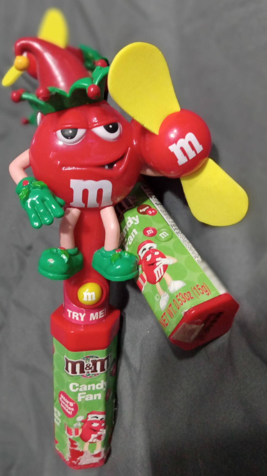 TWO-M&Ms Christmas Red Character Candy Fan Dispenser Without Candy