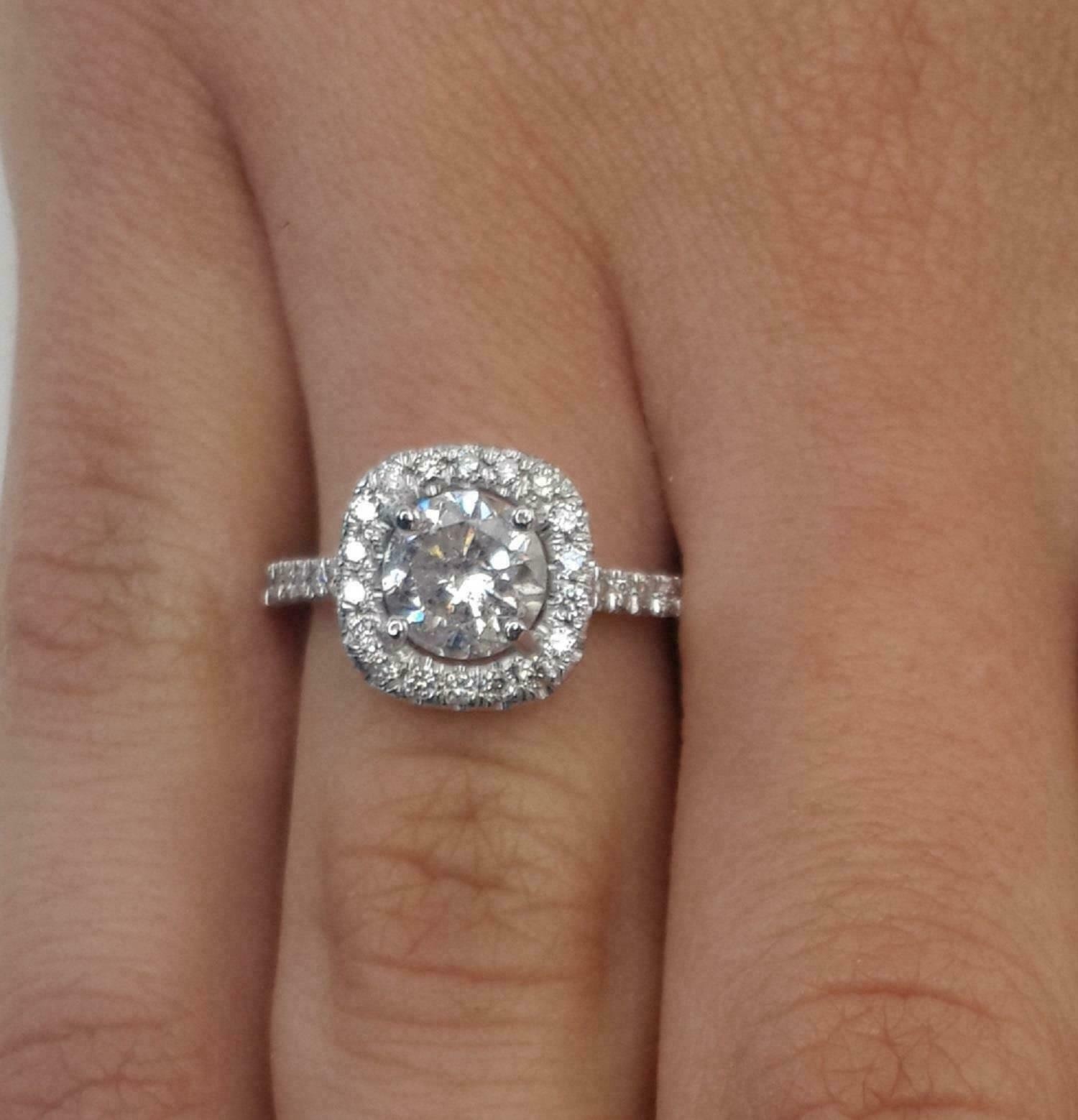 Round Cut 2.30Ct Diamond 14K White Gold Halo Engagement Ring Simulated in Size 5