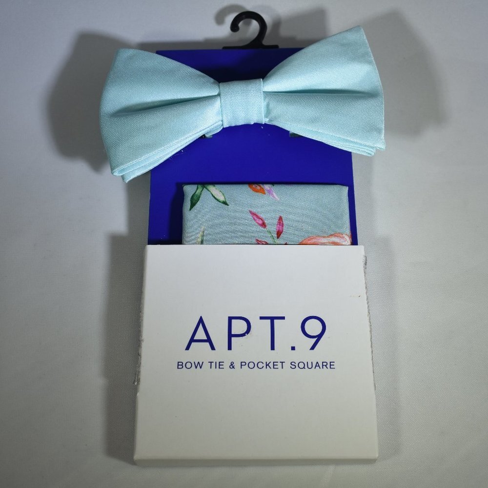 Men's Apt. 9 Bow Tie & Pocket Square New with Tags-Pearl Multi Set-Free Shipping