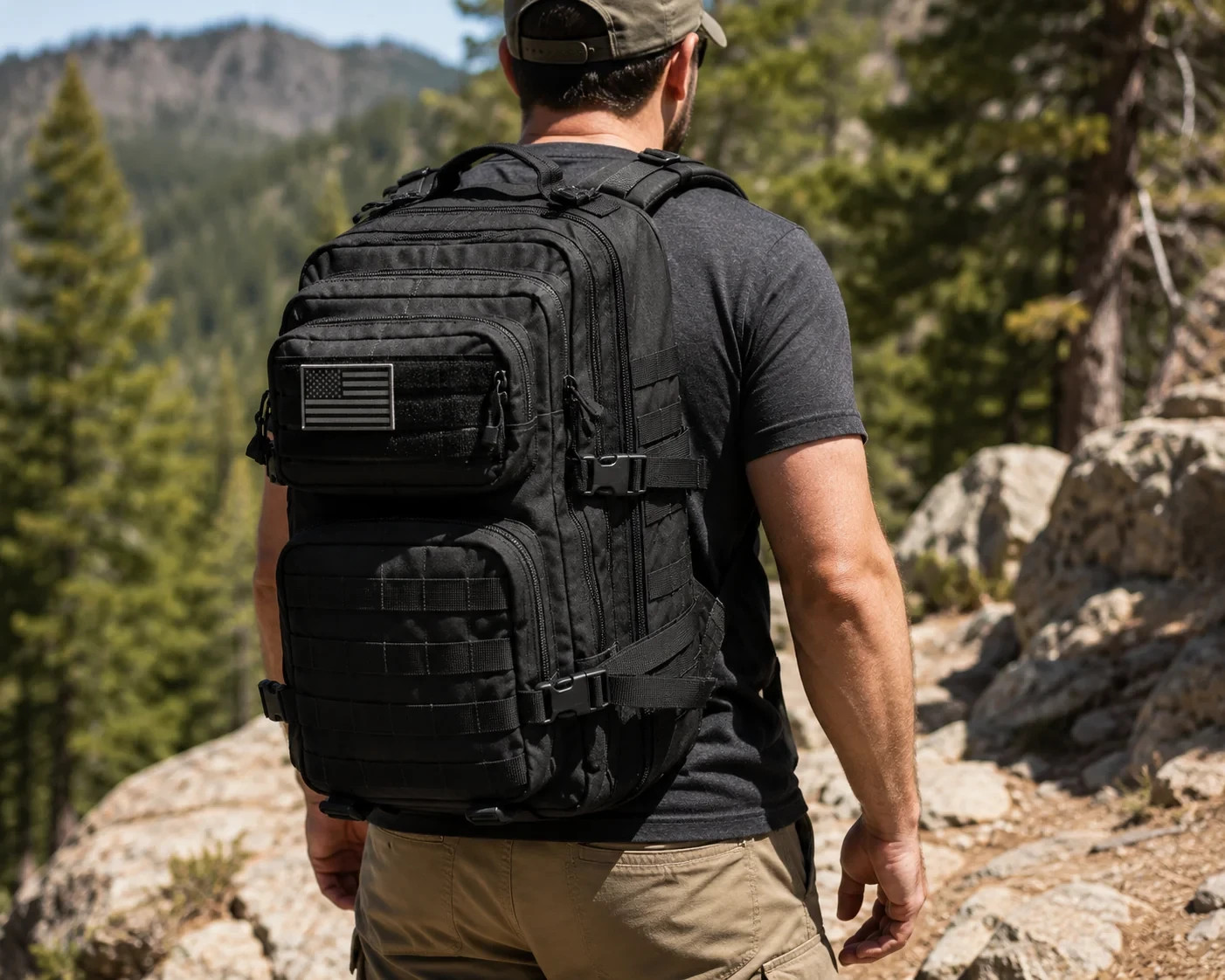 Military Tactical Backpack 40L MOLLE Assault Pack 3-Day Black