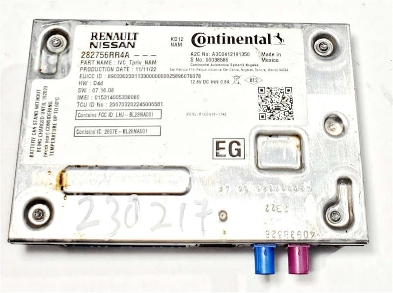 Telematics Control Module PN 282756rr4a OEM 2023 Nissan Pathfinder
