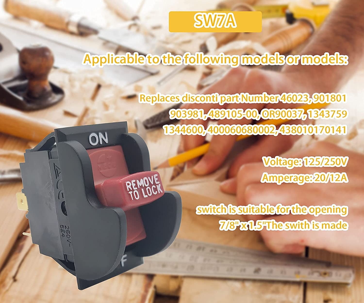 Thaekuns SW7A Table Saw On-Off Toggle Switch Replacement for Delta 489105-00...