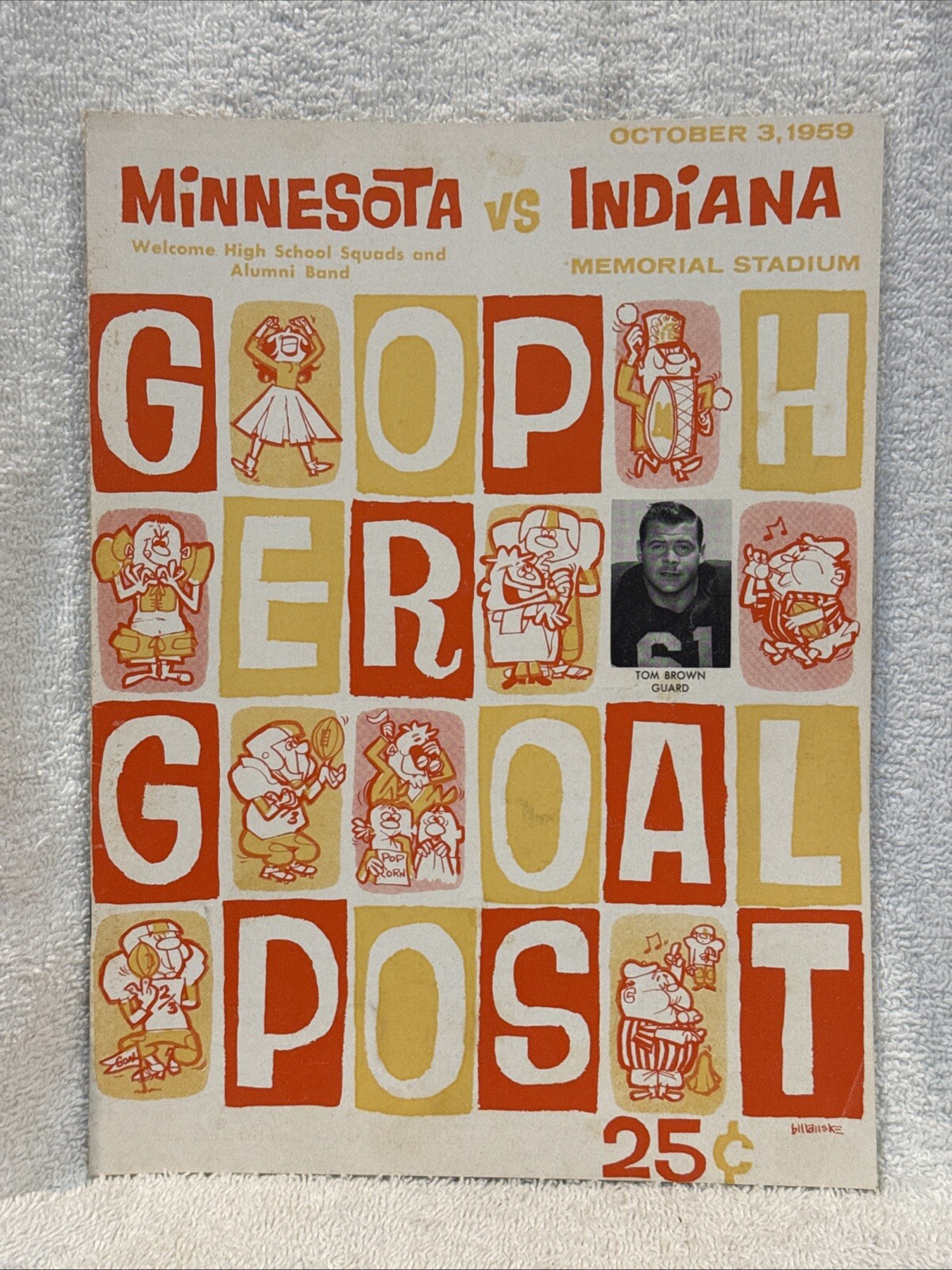 VINTAGE Minnesota Gophers vs. Indiana Hoosiers 10-3-1959 Football Program, NICE!