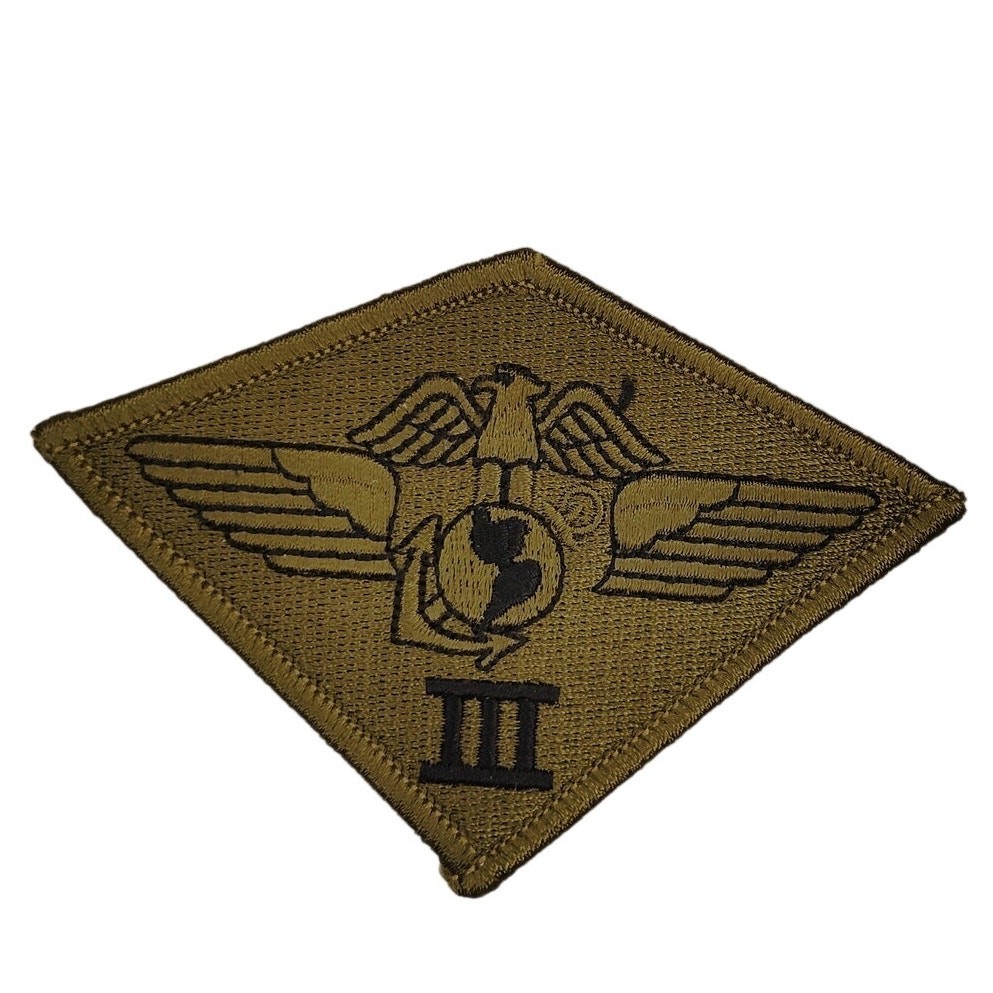 USMC 3rd Marine Aircraft Wing Subdued OD Patch 3‑7/8" × 2‑3/4" Merrowed