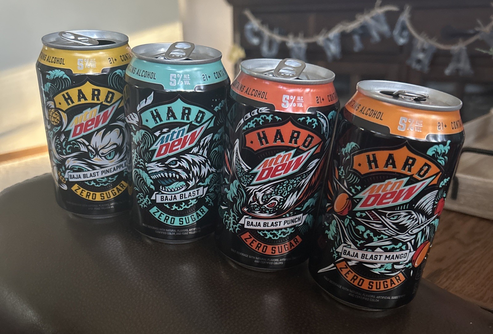 Mountain Dew EMPTY Cans - 12oz Mountain Dew Set of 4 Empty Cans Baja Blast Mix