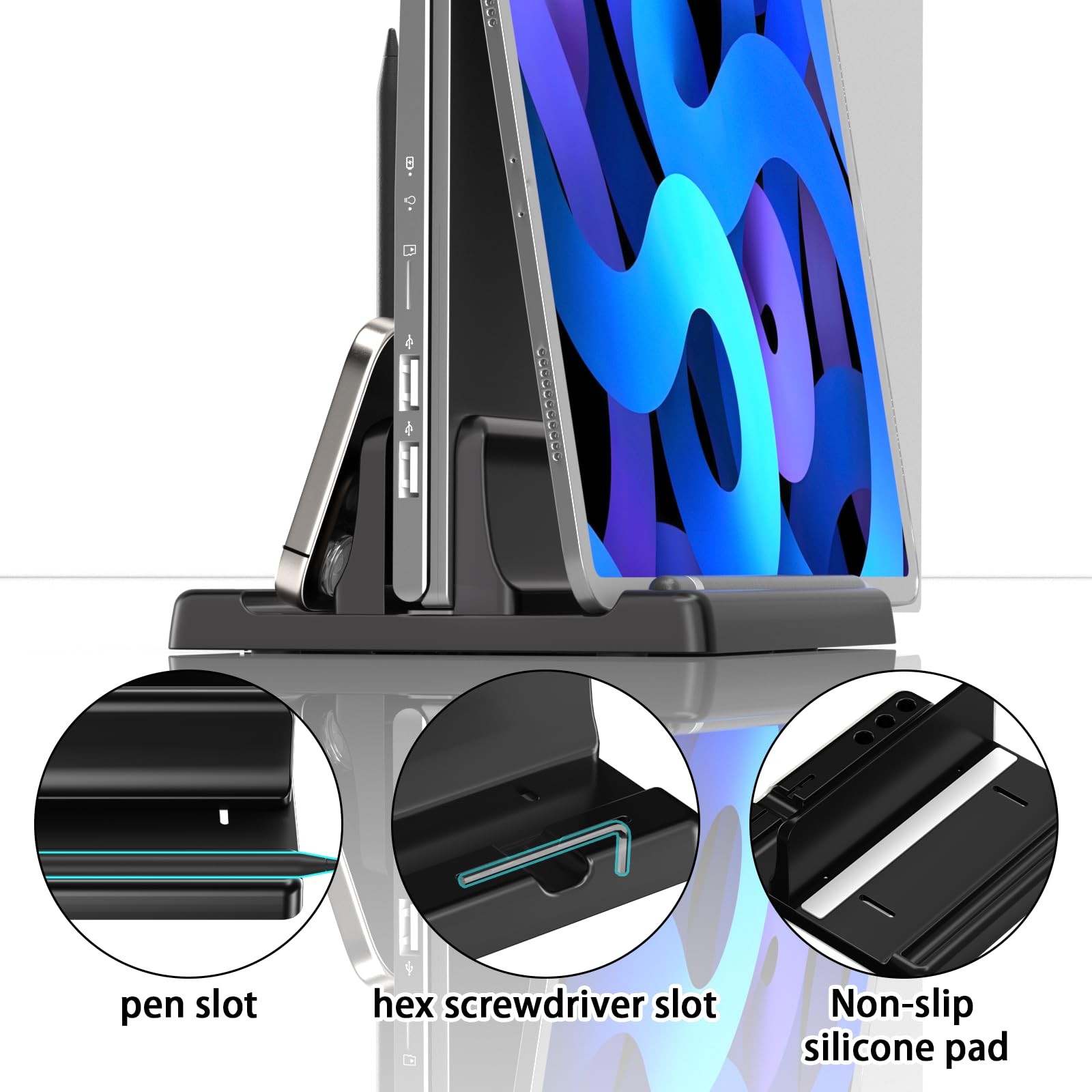 Vertical Laptop Stand Holder - Adjustable ABS Plastic Black-1 Slot Version