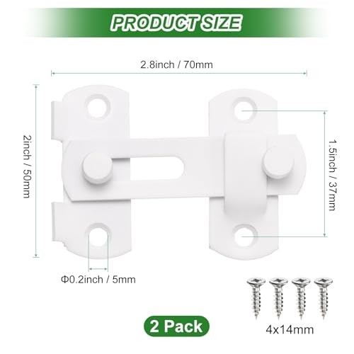 2-Pack Flip Latch Gate Latch 3in, Slide Locks | Stainless 3 Inch Matte White