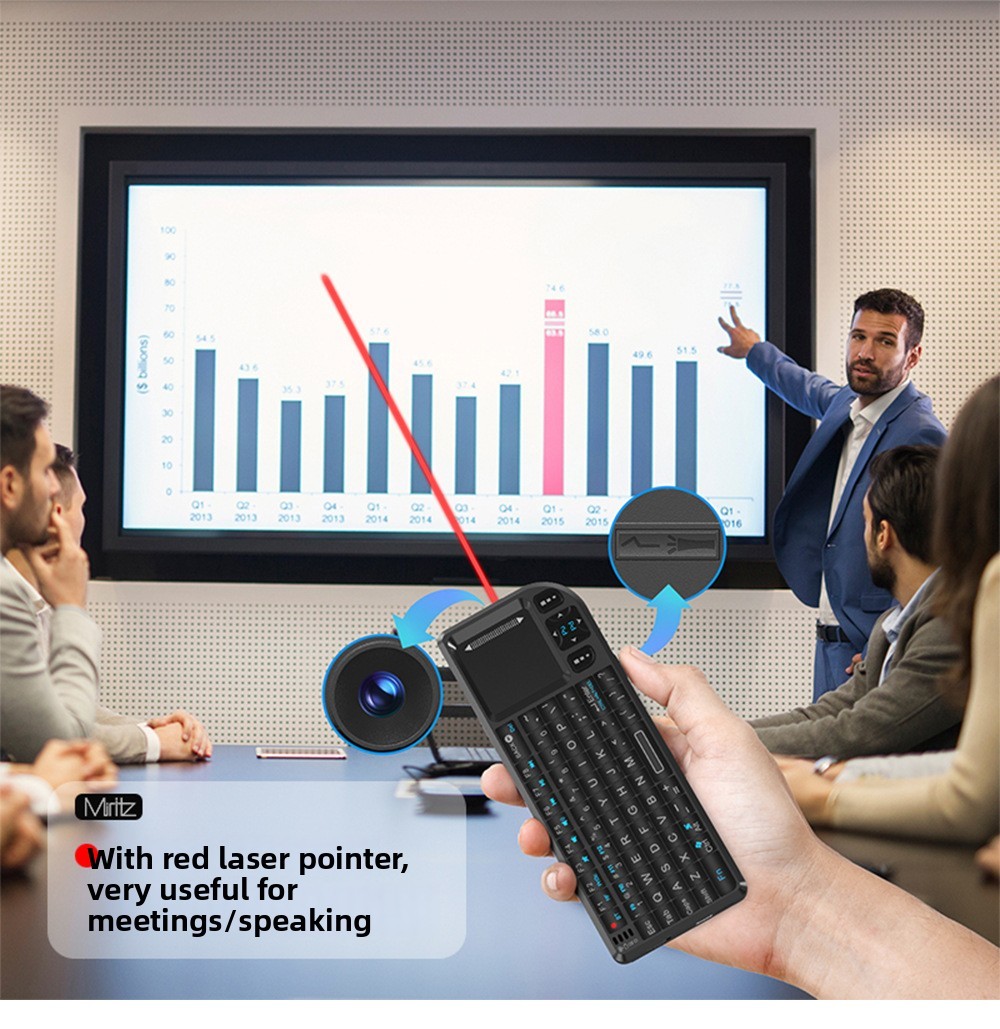NEW-K808V2 Mini Wireless Keyboard Touchpad 2.4G/Bluetooth Laser Pointer