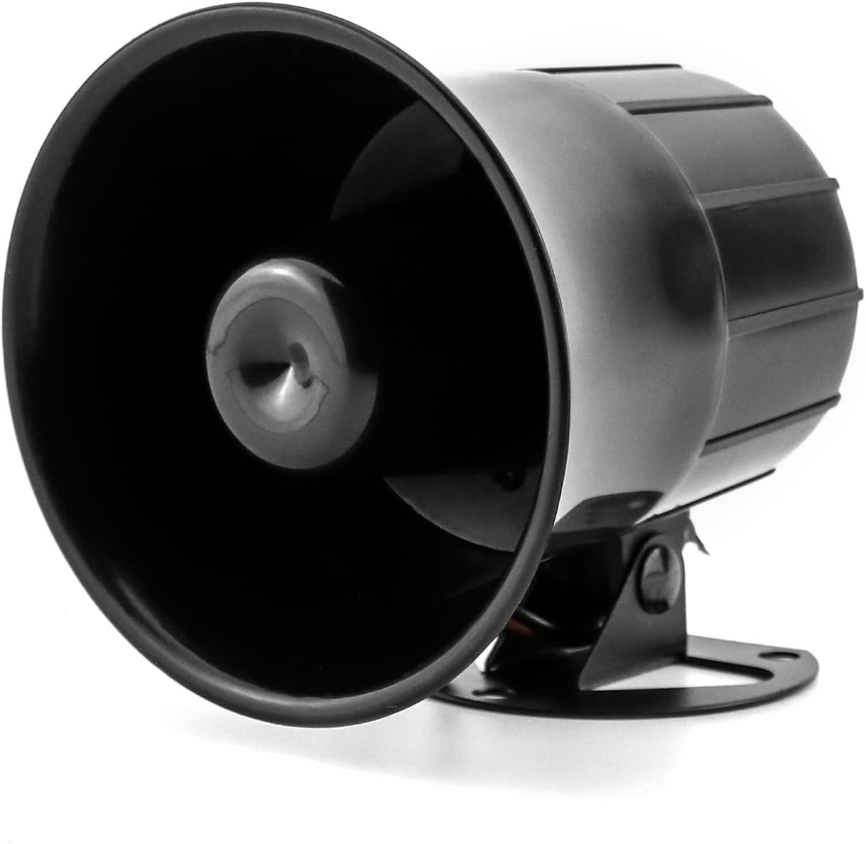 QWORK Electric Siren Horn, DC 12V Security Loud Wired Alarm 1 Pack, Black
