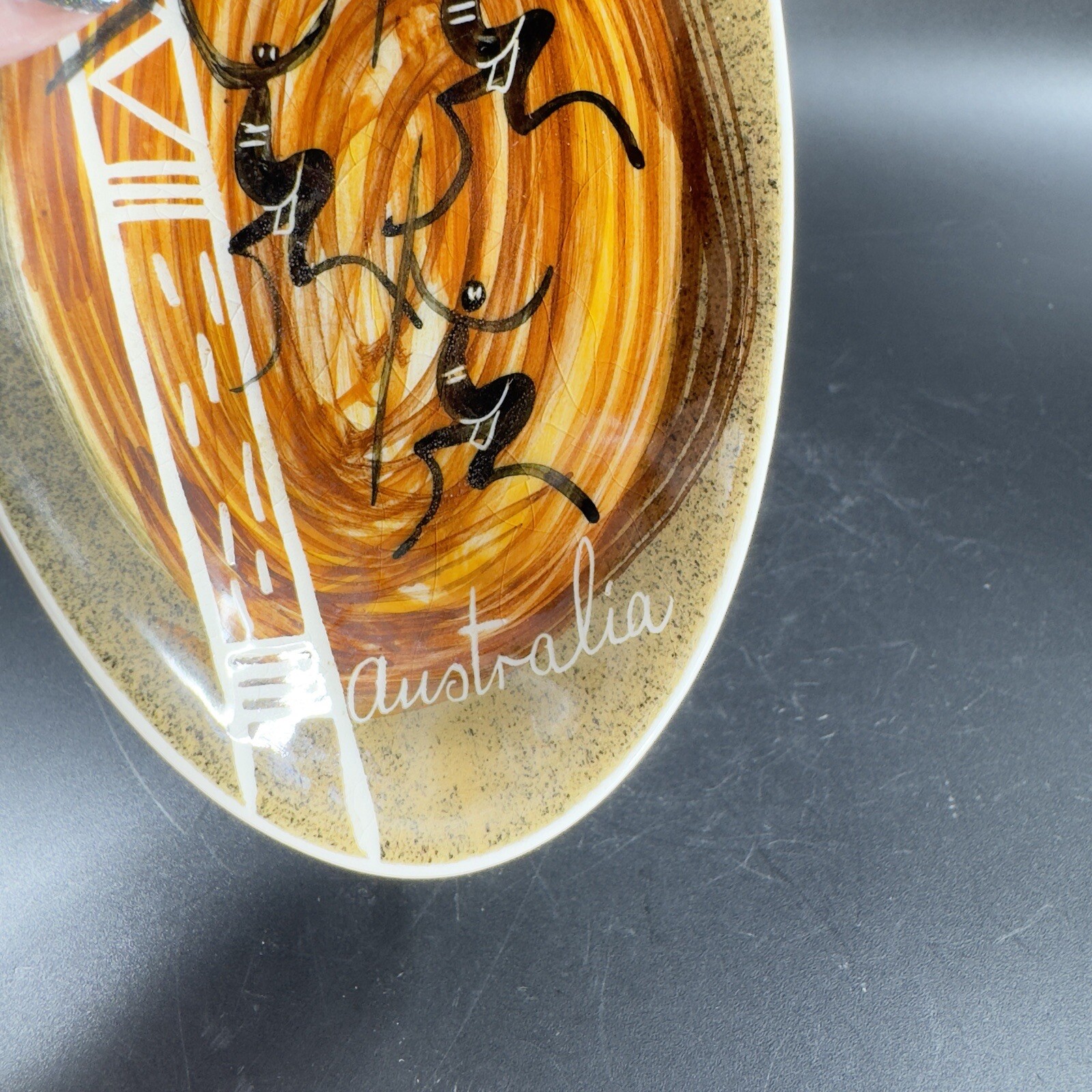 Hand Painted Studio Anna Ceramic Porcelain Dish Footed Trinket Signed Australia