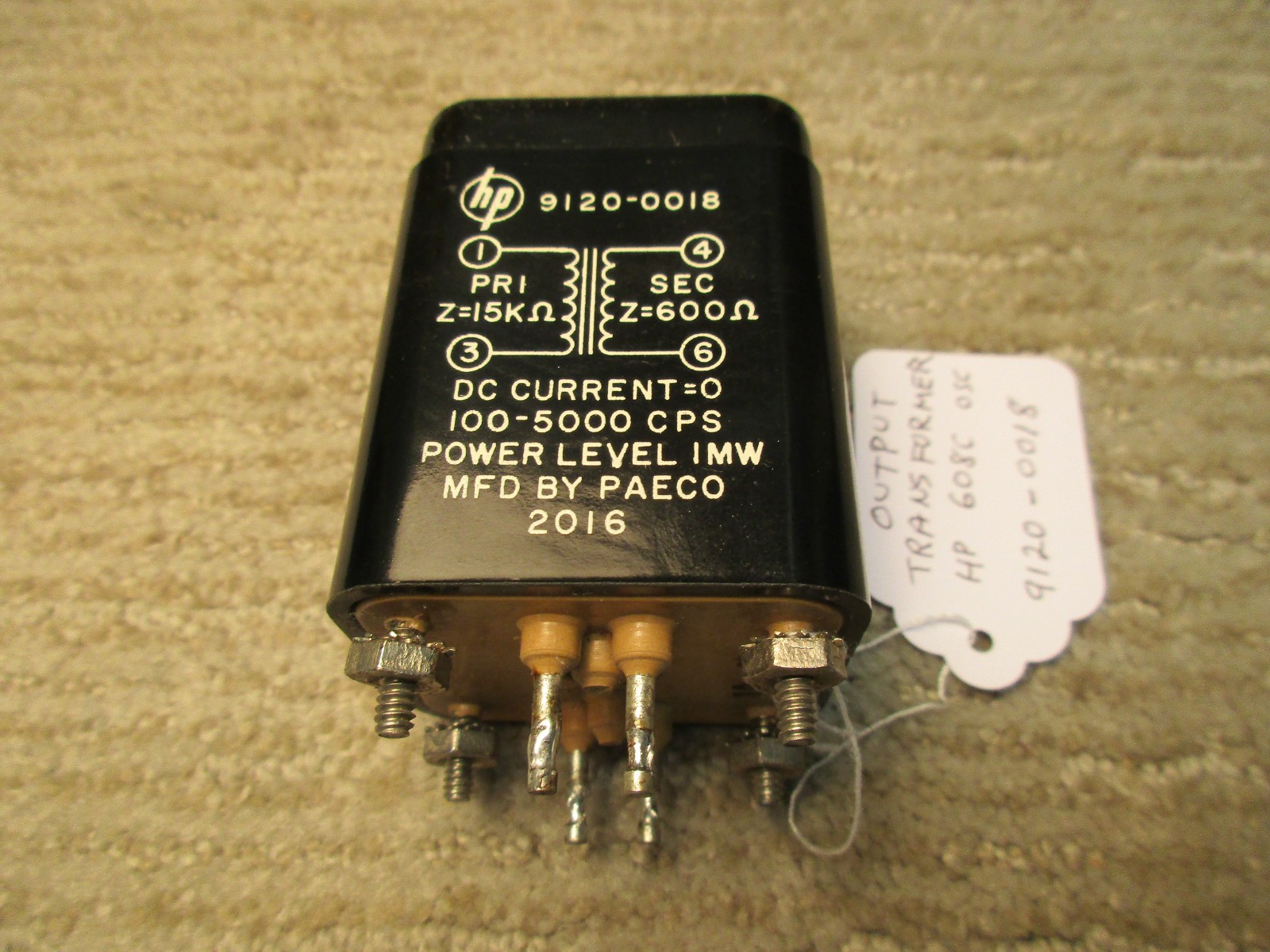 Output / Matching / Interstage Transformer    15K to 600 Ohms    HP 9120-0018