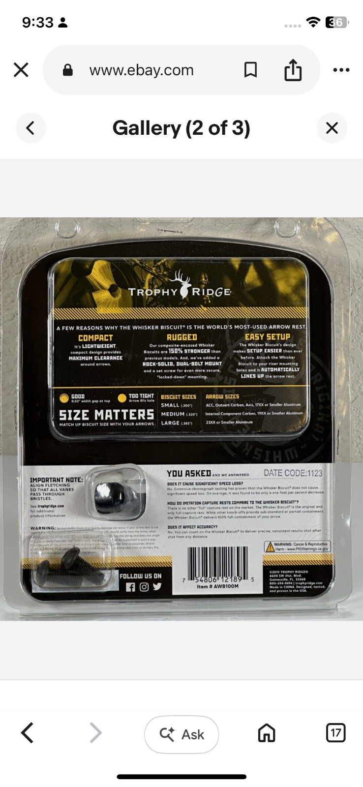 Trophy Ridge Quick Shot Arrow Rest