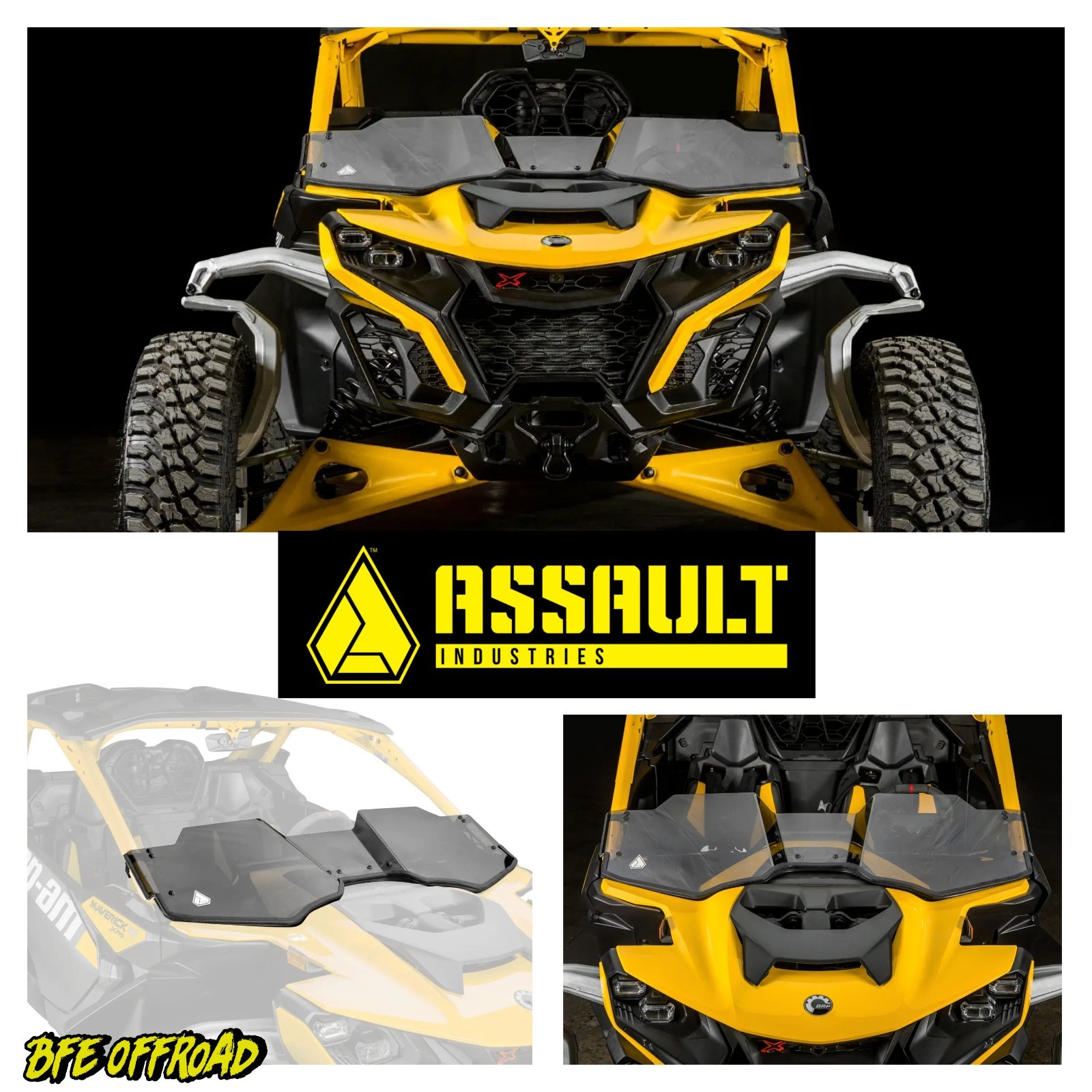 ASSAULT Tinted Scratch Resistant Half Windshield CAN AM MAVERICK R / MAX 2024+