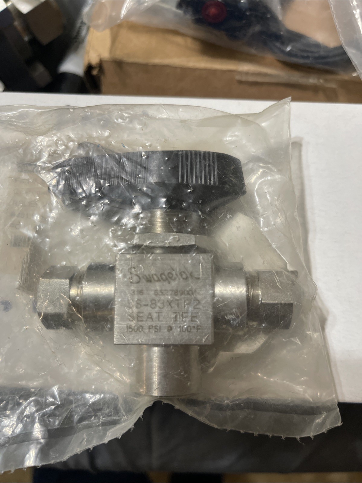 Ball valve, 3 way, Swagelok/whitey SS-83XTF2, 1/8 FNPT, stainless steel