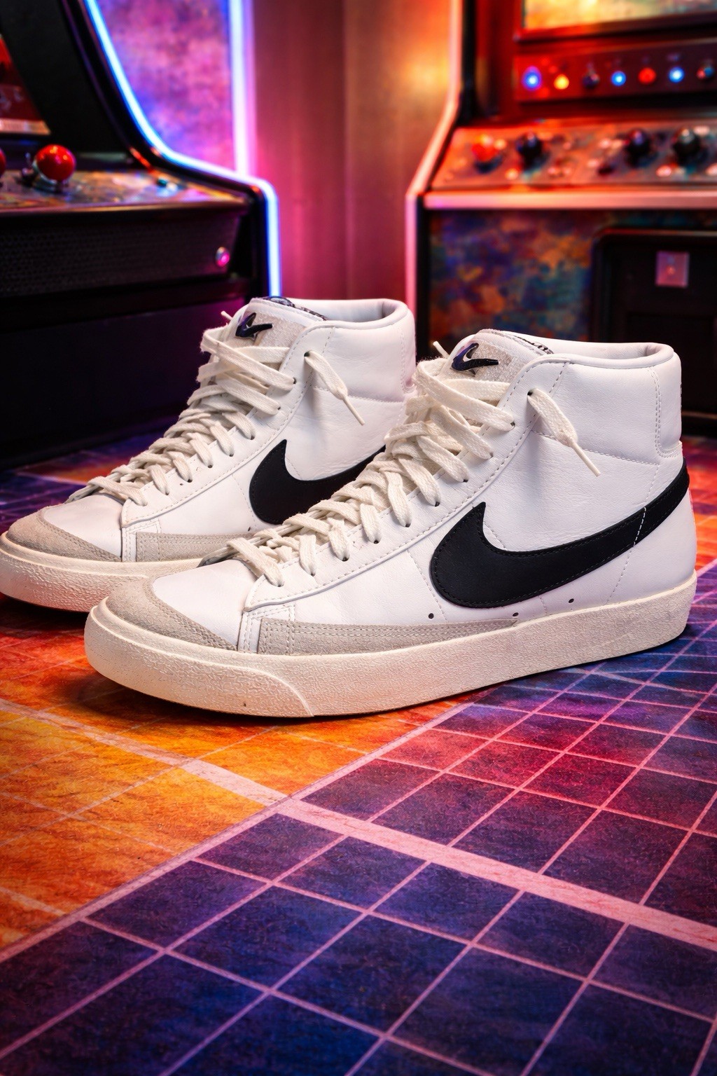 Nike Blazer Mid 77 White Black Mens Size 10 Vintage Style Leather Sneakers 👟