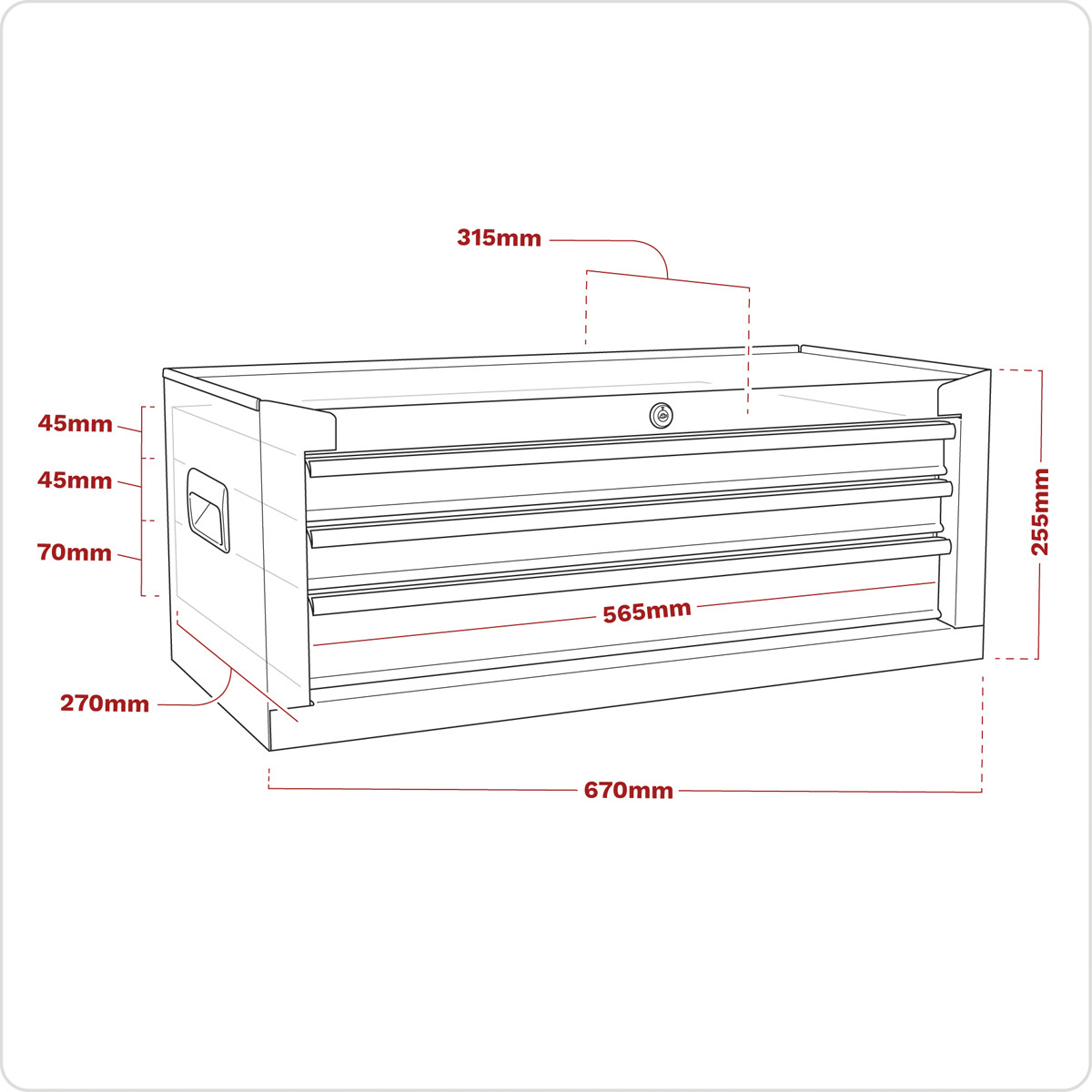 Sealey American PRO� Mid-Box Tool Chest 3 Drawer Red AP223