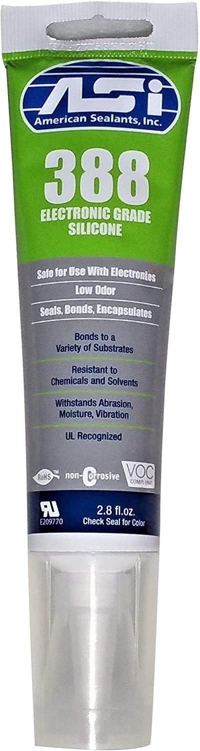 ASI 388 Clear Electronic Grade Silicone - 2.8 oz Squeeze Tube Clear,Silver