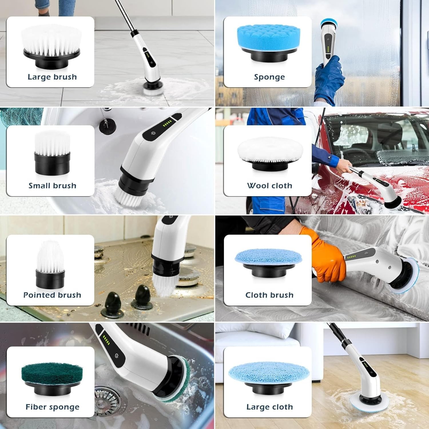 Electric Spin Scrubber, Cordless Cleaning Brush Scrubber for Home, 8 Replacea...