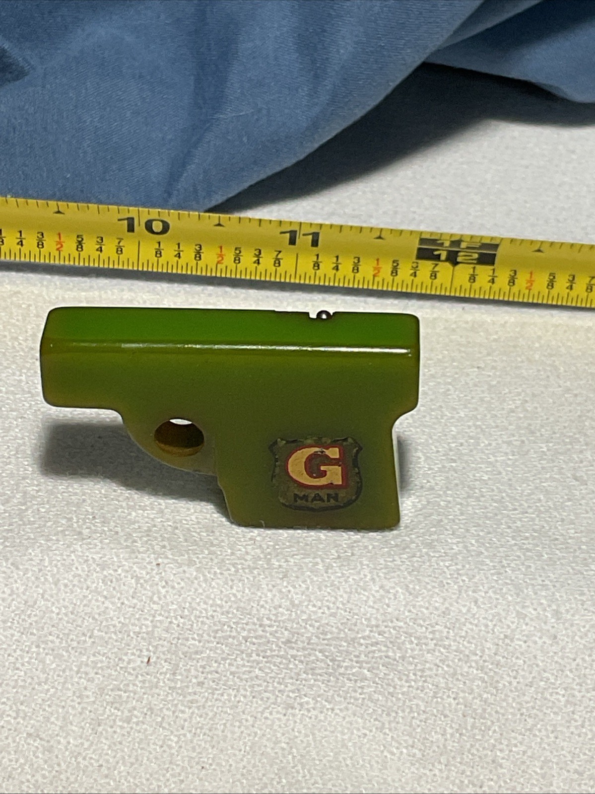 Vintage Bakelite Green G Man Gun Pencil Sharpener